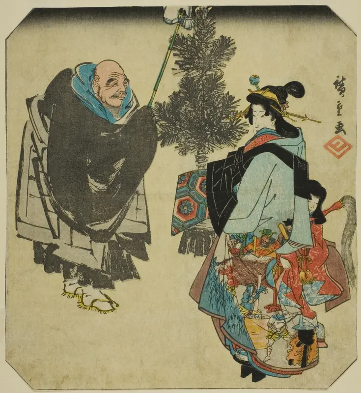 Seki: Priest Ikkyu and the Hell Courtesan, from the series "Fifty-three Pairings for the Tokaido Road (Tokaido gojusan tsui)"