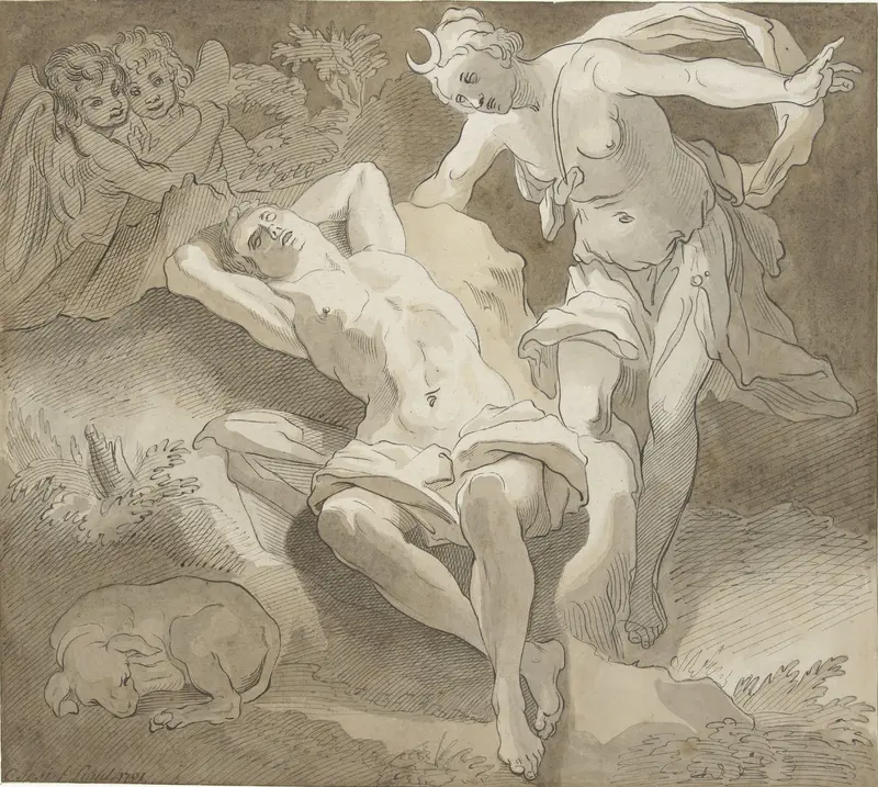 Selene en Endymion Wall Art by Christiaan Josi - High-Resolution Digital Print