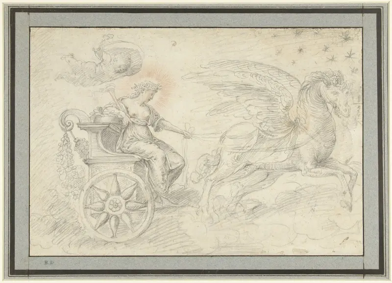 Selene ment haar wagen door het luchtruim Wall Art by Unknown - High-Resolution Digital Print