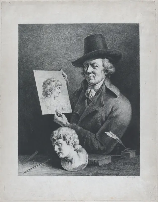 Self Portrait Holding Portrait of Wife Wall Art by Jean Jacques de Boissieu - High-Resolution Digital Print