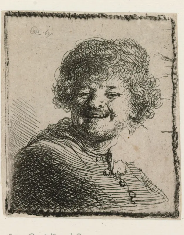 Self-portrait in a Cap, Laughing Wall Art by Unknown - High-Resolution Digital Print