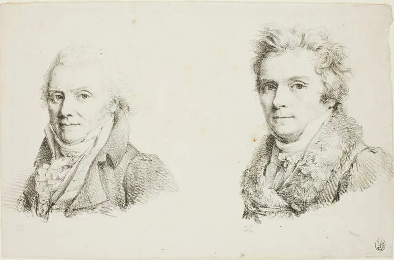 Self-Portrait in a Dark Cloth Coat and Self-Portrait in a Fur-Collared Coat Wall Art by Jean Antoine Laurent - High-Resolution Digital Print