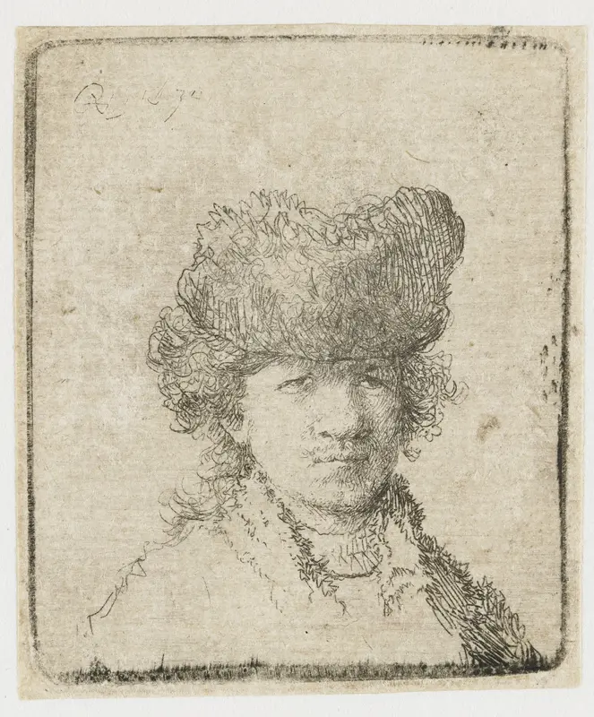 Self-portrait in a fur cap: bust Wall Art by Unknown - High-Resolution Digital Print