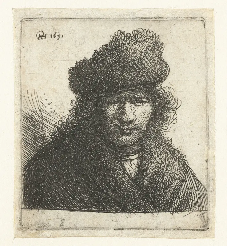 Self-portrait in a slant fur cap: bust Wall Art by Unknown - High-Resolution Digital Print