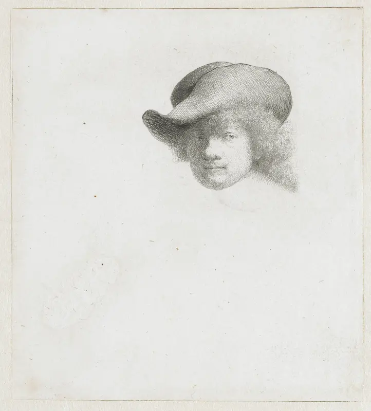 Self-portrait in a Soft Hat and Patterned Cloak Wall Art by Rembrandt van Rijn - High-Resolution Digital Print