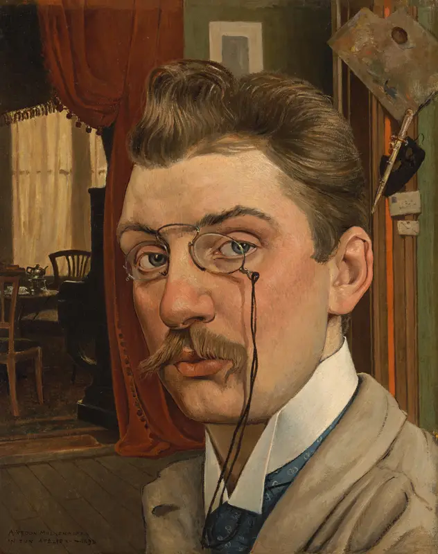 Self-portrait in his Studio Wall Art by Anton Molkenboer - High-Resolution Digital Print