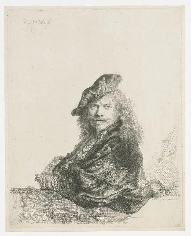 Self-portrait leaning on a stone sill Wall Art by Unknown - High-Resolution Digital Print