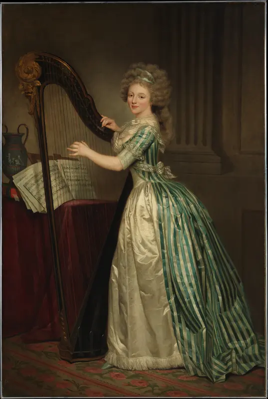 Self-Portrait with a Harp Wall Art by Rose Adélaïde Ducreux - High-Resolution Digital Print