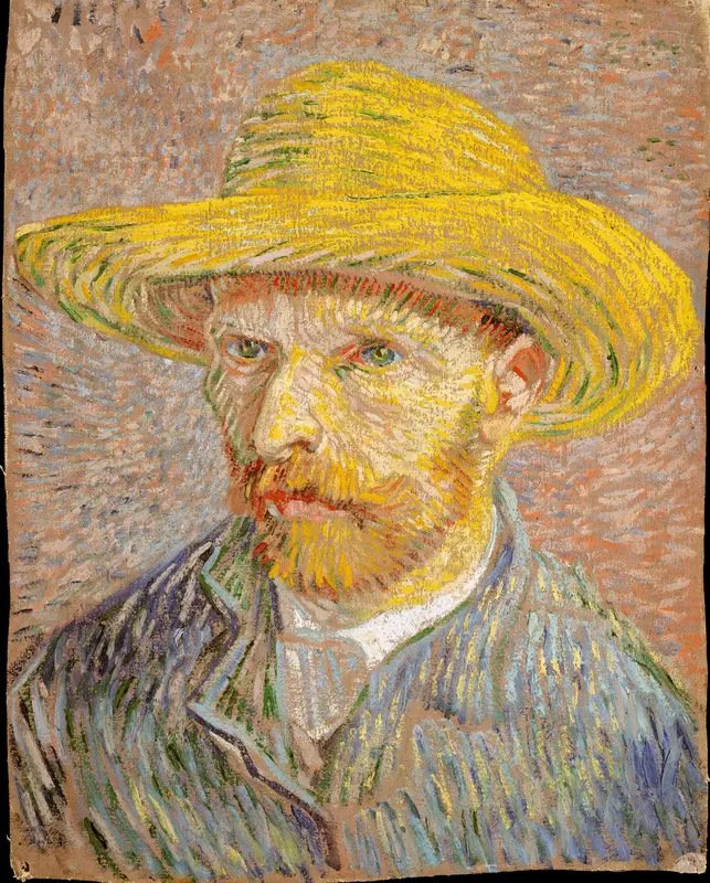 Self-Portrait with a Straw Hat (obverse: The Potato Peeler) Wall Art by Vincent van Gogh - High-Resolution Digital Print