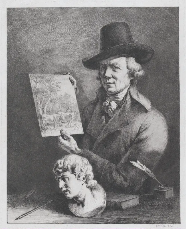 Self-Portrait with Cows Wall Art by Jean Jacques de Boissieu - High-Resolution Digital Print