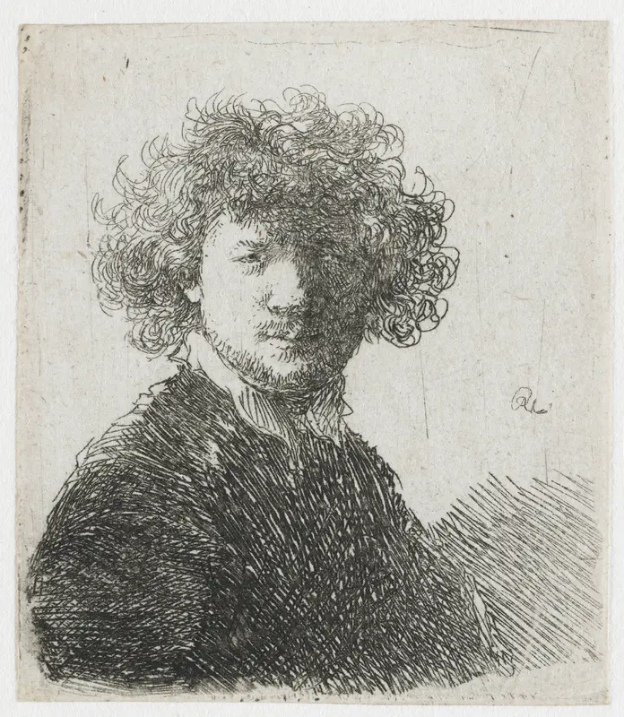 Self-portrait with curly hair and white collar: bust Wall Art by Unknown - High-Resolution Digital Print