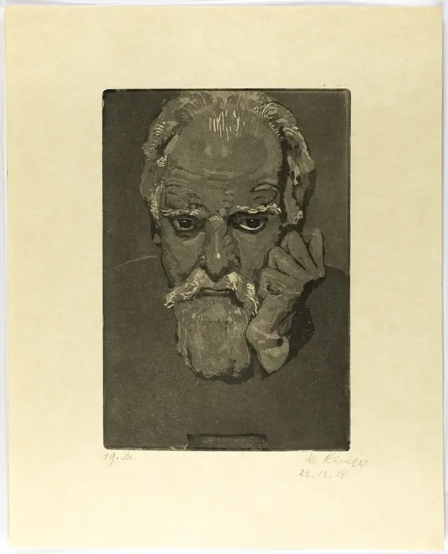 Self-Portrait with Fist to Face Wall Art by Max Klinger - High-Resolution Digital Print
