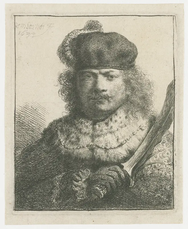 Self-portrait with raised sabre Wall Art by Unknown - High-Resolution Digital Print