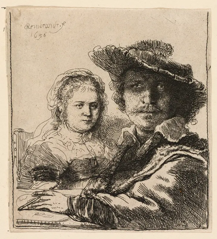 Self-Portrait with Saskia Wall Art by Rembrandt van Rijn - High-Resolution Digital Print