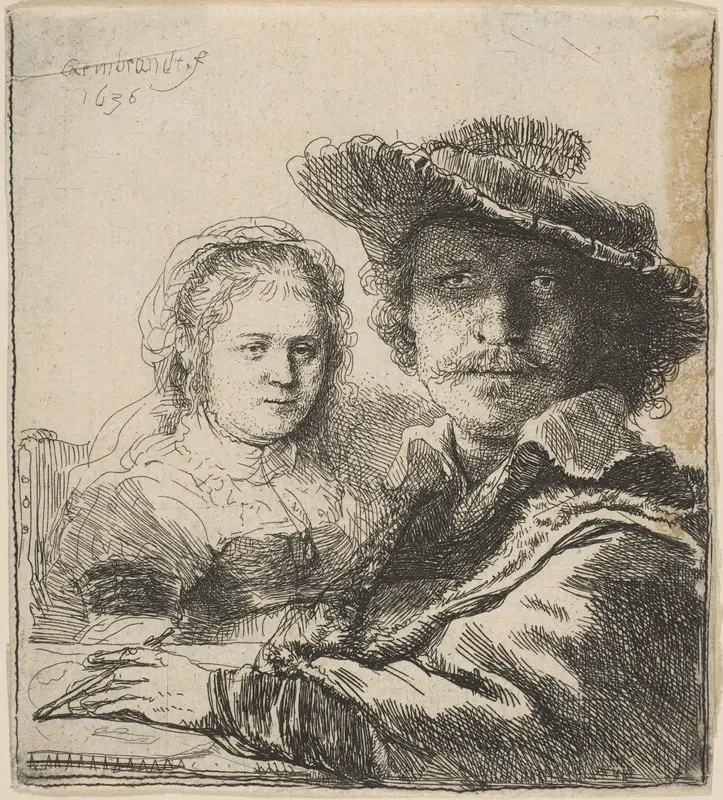 Self-Portrait with Saskia Wall Art by Rembrandt (Rembrandt van Rijn) - High-Resolution Digital Print