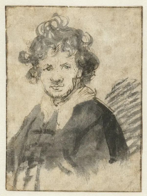 Self-portrait with Tousled Hair Wall Art by Rembrandt van Rijn - High-Resolution Digital Print