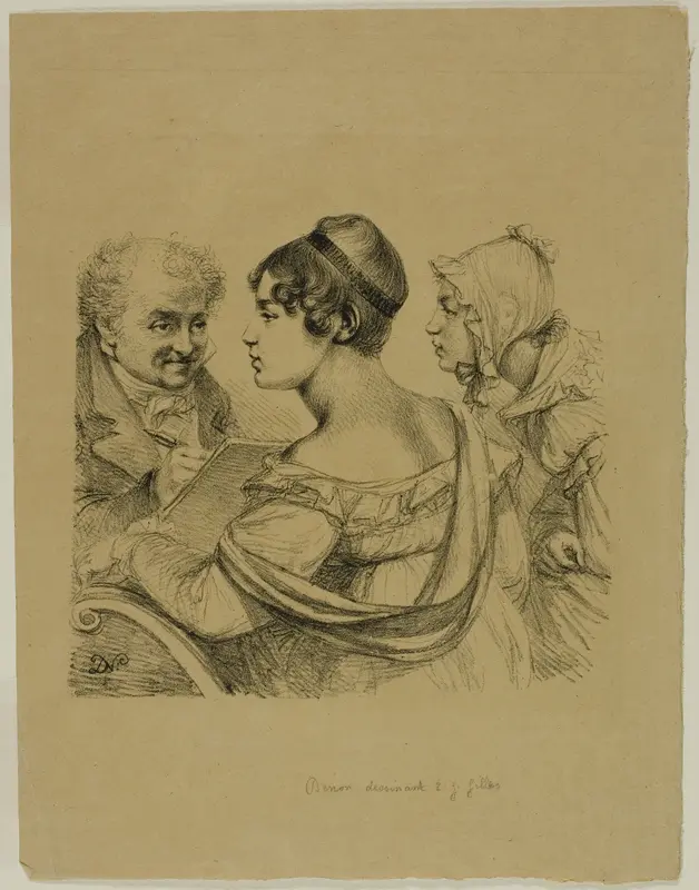 Self-Portrait with Two Young Ladies