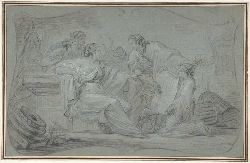 Semiramus Inspecting a Plan of Babylon Wall Art by Jean Simon Berthélemy - High-Resolution Digital Print