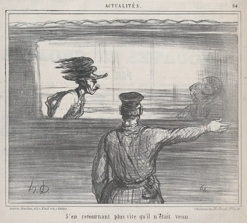 S'en retournant plus vite..., from "Actualités" Wall Art by Honoré Daumier - High-Resolution Digital Print