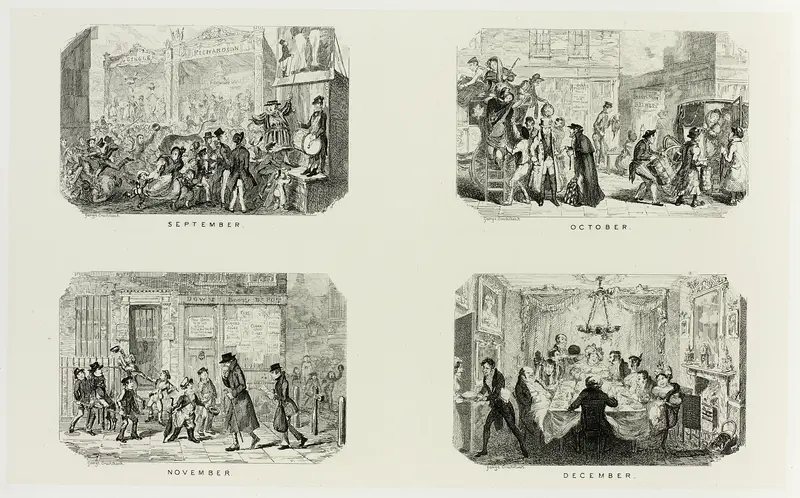 September from George Cruikshank's Steel Etchings to The Comic Almanacks: 1835-1853 (top left) Wall Art by George Cruikshank - High-Resolution Digital Print