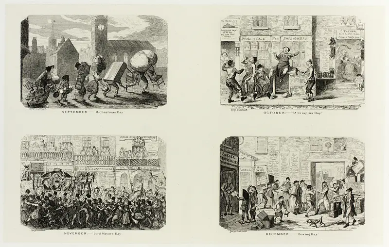 September – "Michaelmas Day" from George Cruikshank's Steel Etchings to The Comic Almanacks: 1835-1853 (top left) Wall Art by George Cruikshank - High-Resolution Digital Print