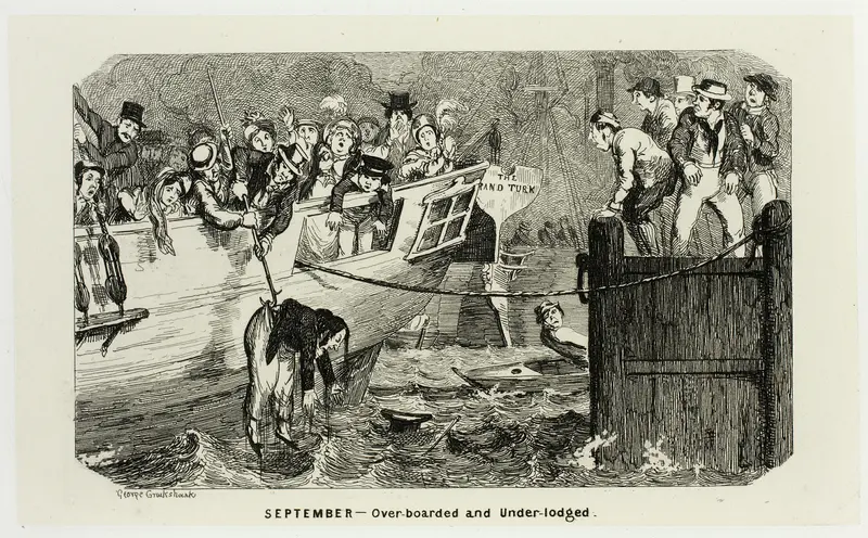 September - Over-Boarded and Under-Lodged from George Cruikshank's Steel Etchings to The Comic Almanacks: 1835-1853 Wall Art by George Cruikshank - High-Resolution Digital Print
