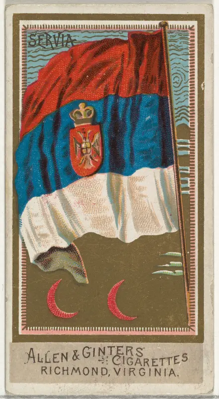 Serbia, from Flags of All Nations, Series 2 (N10) for Allen & Ginter Cigarettes Brands Wall Art by Allen & Ginter - High-Resolution Digital Print