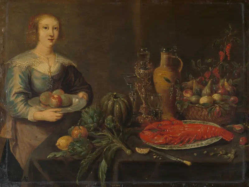 Servant by a Larder Table Wall Art by anonymous - High-Resolution Digital Print
