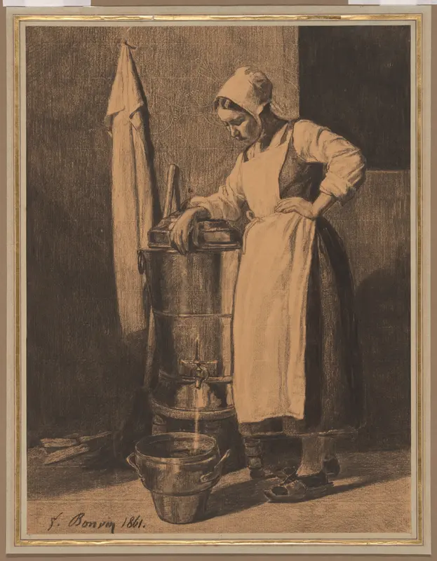 Servant Drawing Water from the Fountain Wall Art by François Bonvin - High-Resolution Digital Print