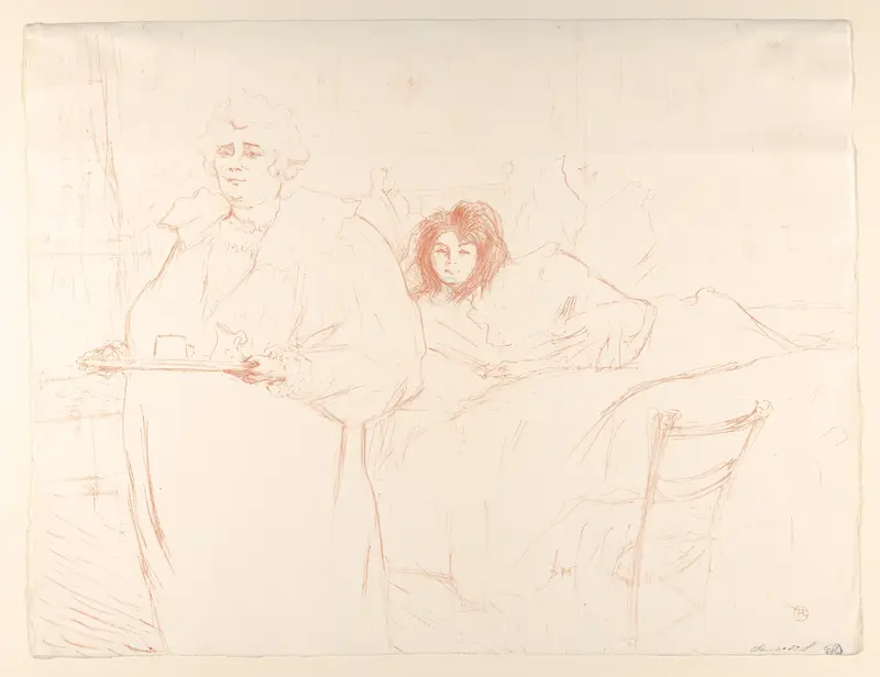 Serving Breakfast (Madame Baron and Mademoiselle Popo), from "Elles" Wall Art by Henri de Toulouse-Lautrec - High-Resolution Digital Print