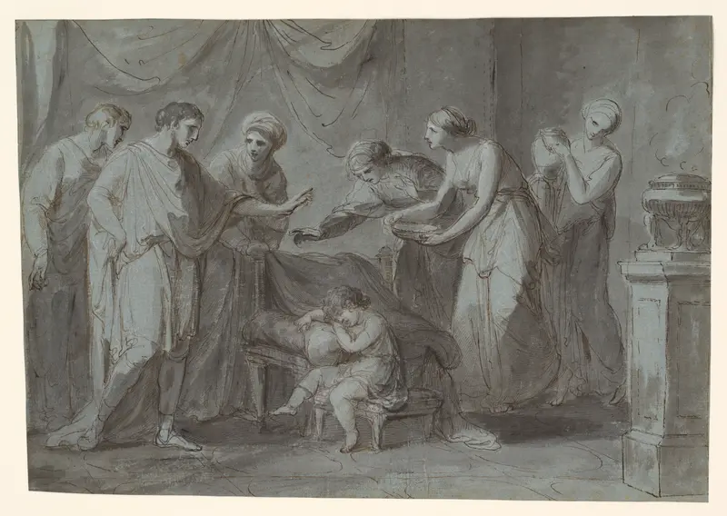 Servius Tullius When a Child, Asleep in the Apartment of King Tarquinius Priscus Wall Art by Angelica Kauffmann - High-Resolution Digital Print
