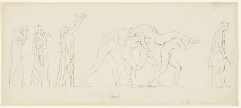 Seven Chiefs Against Thebes Wall Art by John Flaxman - High-Resolution Digital Print