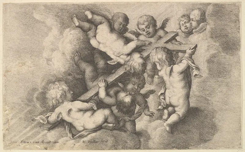 Seven putti carrying the cross Wall Art by Wenceslaus Hollar - High-Resolution Digital Print