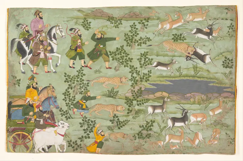 Shah Jahan Hunting Blackbuck with Trained Cheetahs Wall Art by Unknown - High-Resolution Digital Print