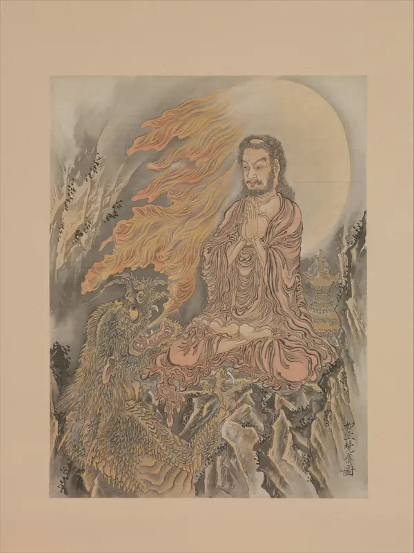 Shakyamuni Subjugating Demons Wall Art by Kawanabe Kyōsai 河鍋暁斎 - High-Resolution Digital Print