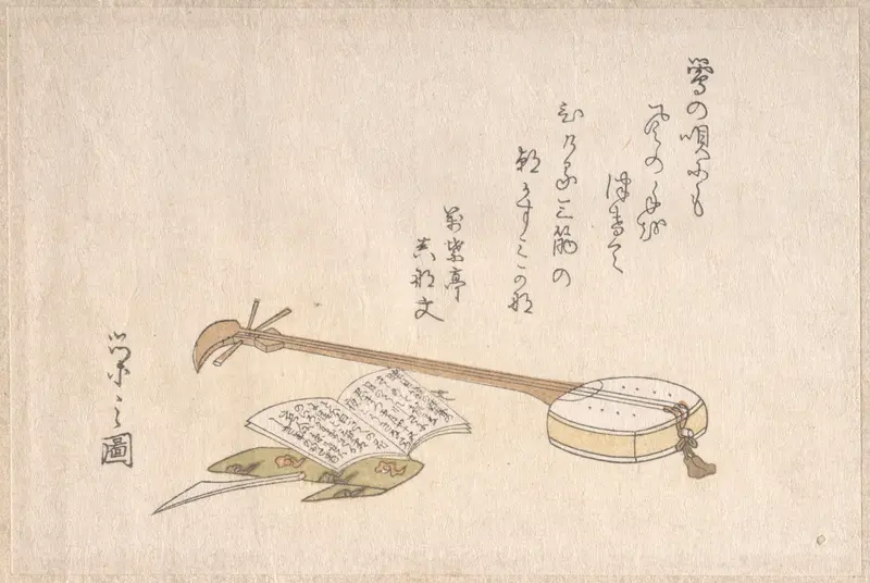 Shamisen, Plectrum and a Book
