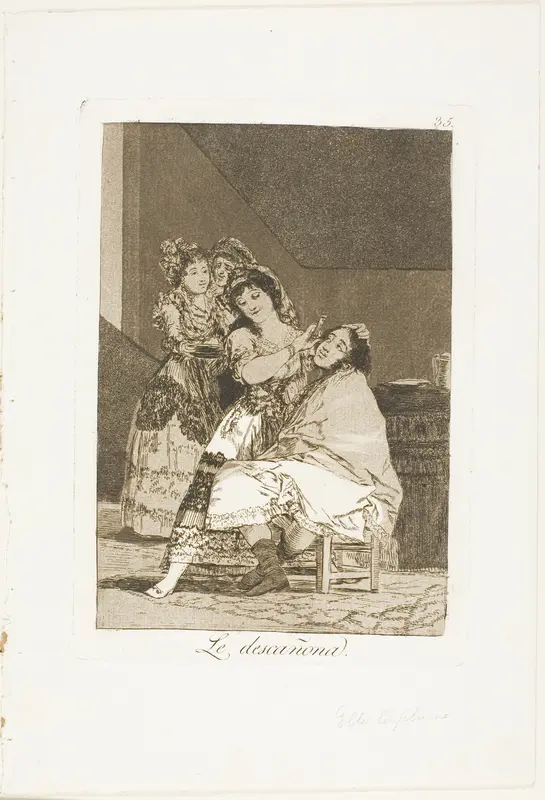 She Fleeces him, plate 35 from Los Caprichos