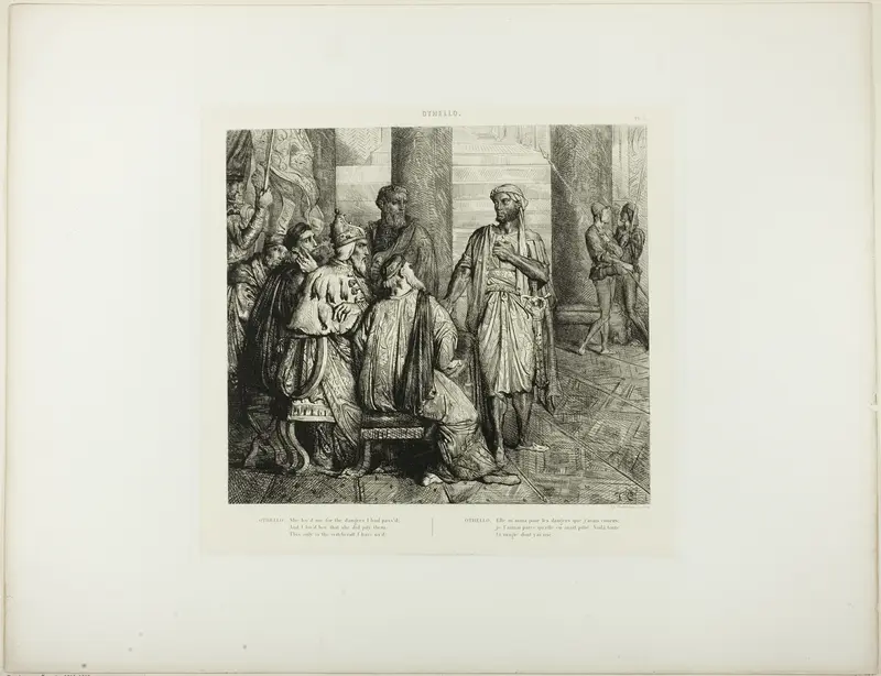 She Lov’d Me for the Dangers I Had Pass’d, plate 3 (act 1, scene 3) from Othello, Wall Art by Théodore Chassériau - High-Resolution Digital Print