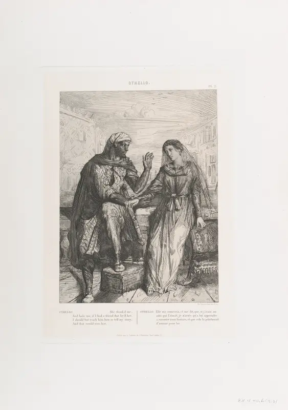 "She thank'd me": plate 2 from Othello (Act 1, Scene 3) Wall Art by Théodore Chassériau - High-Resolution Digital Print