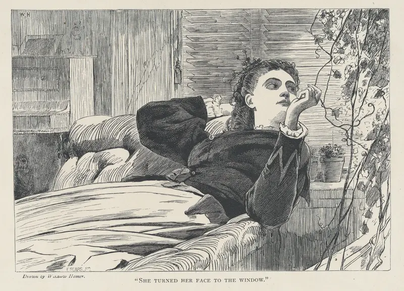 "She Turned her Face to the Window" (The Galaxy, An Illustrated Magazine of Entertaining Reading, Vol. V) Wall Art by Winslow Homer - High-Resolution Digital Print