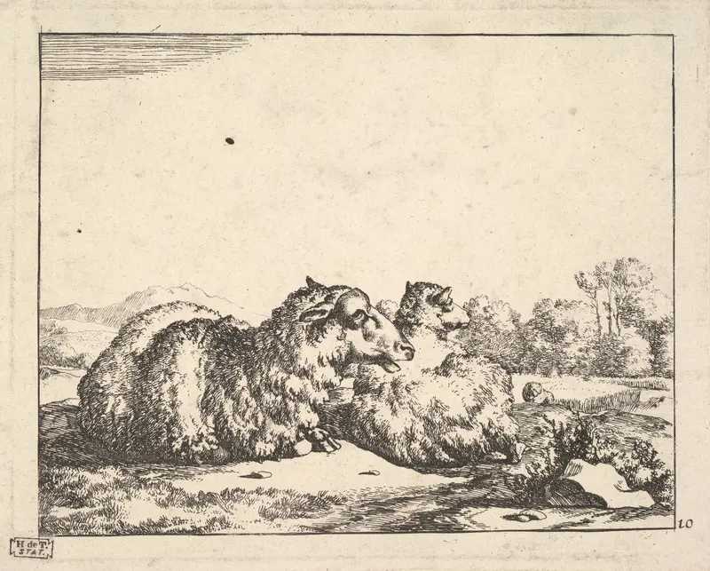 Sheep, from a set of 16 plates Wall Art by Marcus de Bye - High-Resolution Digital Print