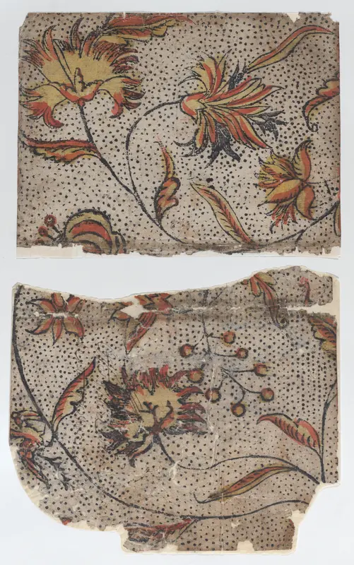 Sheet in two sections with overall floral and dot pattern Wall Art by Anonymous - High-Resolution Digital Print
