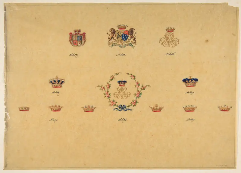 Sheet of Monogram Designs Wall Art by Anonymous, French, 19th century - High-Resolution Digital Print