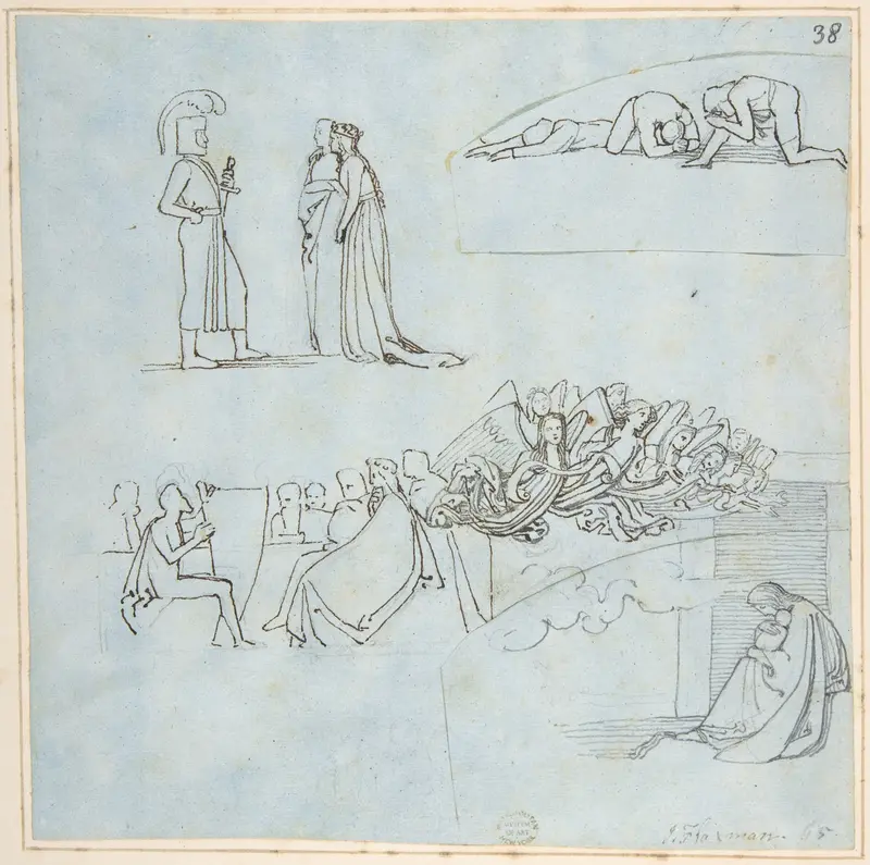 Sheet of Sketches Wall Art by John Flaxman - High-Resolution Digital Print