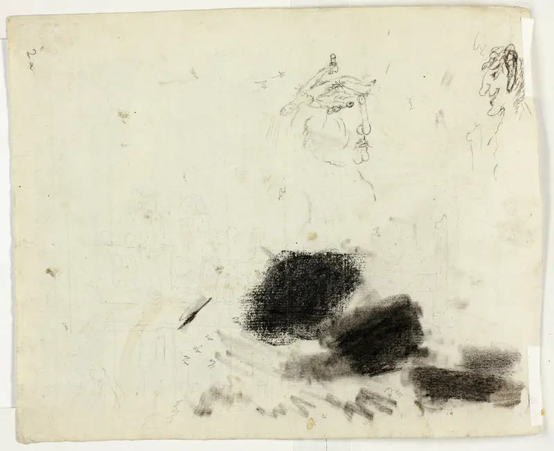 Sheet of Sketches: Architectural and Erotic Drawings Wall Art by Pierre Antoine Mongin - High-Resolution Digital Print