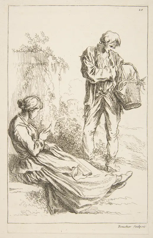 Sheet of Sketches, from "Livre d’étude d’après les desseins originaux de Blomart" Wall Art by François Boucher - High-Resolution Digital Print