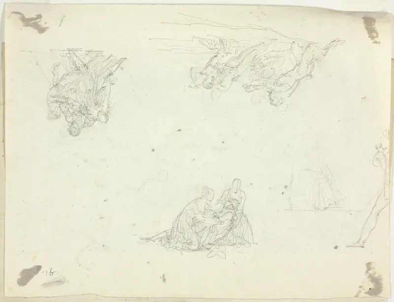 Sheet of Sketches: Groups of Figures Wall Art by Pierre Antoine Mongin - High-Resolution Digital Print