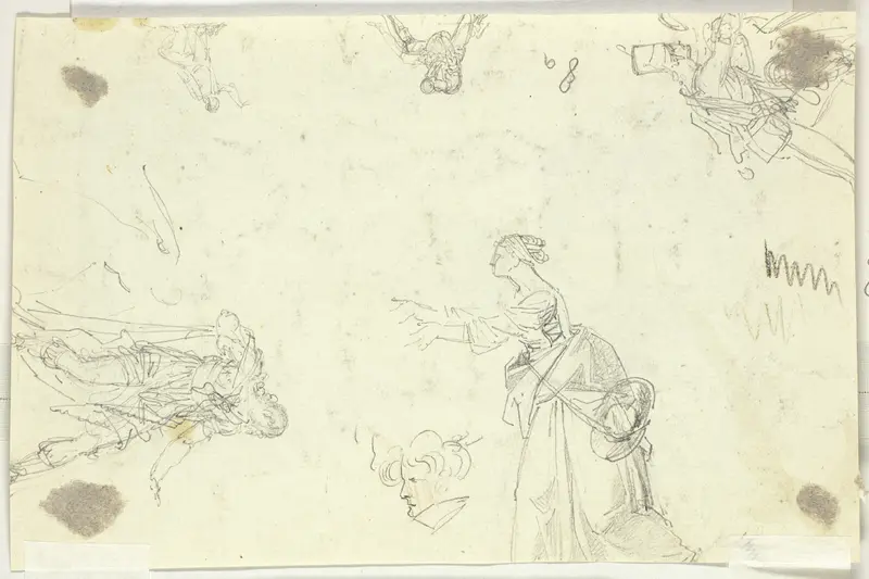 Sheet of Sketches: Men and Women Wall Art by Pierre Antoine Mongin - High-Resolution Digital Print