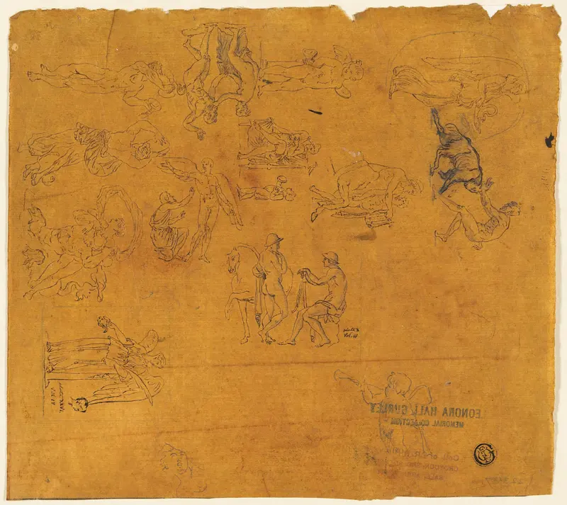 Sheet of Sketches of Mythological Subjects Wall Art by Thomas Stothard - High-Resolution Digital Print