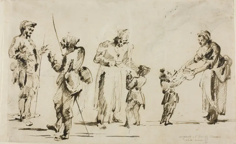 Sheet of Sketches: Six Figures Wall Art by Giovanni Battista Piranesi - High-Resolution Digital Print